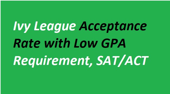 Ivy League Acceptance Rate with Low GPA Requirement, SAT/ACT